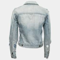 Saint Laurent Paris Blue Destroyed Effect Denim Jacket M