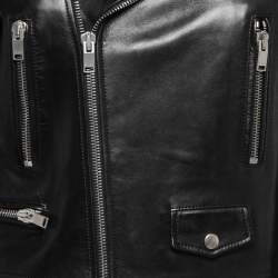 Pre Owned Saint Laurent Black Leather Biker Jacket L