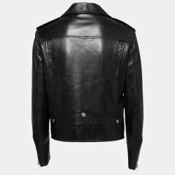 Pre Owned Saint Laurent Black Leather Biker Jacket L