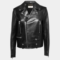 Pre Owned Saint Laurent Black Leather Biker Jacket L