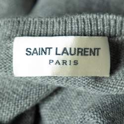 Pre Owned Saint Laurent Grey Cashmere Pleated Detail Shift Dress L
