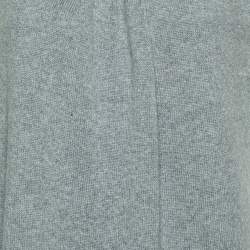 Pre Owned Saint Laurent Grey Cashmere Pleated Detail Shift Dress L