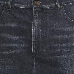 Pre Owned Saint Laurent Black Distressed Denim Mini Skirt M