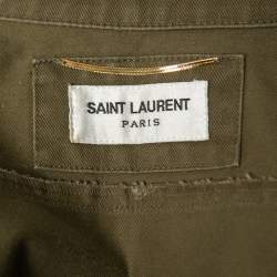 Pre Owned Saint Laurent Paris Olive Green Cotton & Ramie Military Jacket S