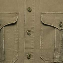 Pre Owned Saint Laurent Paris Olive Green Cotton & Ramie Military Jacket S