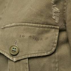 Pre Owned Saint Laurent Paris Olive Green Cotton & Ramie Military Jacket S