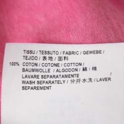 Pre Owned Saint Laurent Paris Pink Logo Print Cotton Crew Neck T-Shirt XS