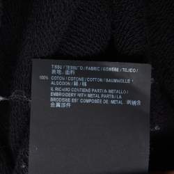 Saint Laurent Paris Black Cotton Studded Mask Hooded Sweatshirt XS