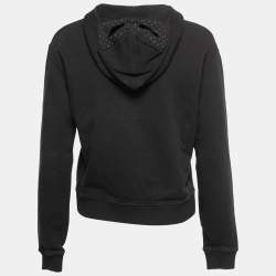 Saint Laurent Paris Black Cotton Studded Mask Hooded Sweatshirt XS