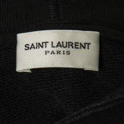 Saint Laurent Paris Black Cotton Studded Mask Hooded Sweatshirt XS