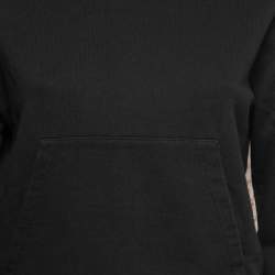 Saint Laurent Paris Black Cotton Studded Mask Hooded Sweatshirt XS
