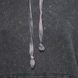 Pre Owned Saint Laurent Grey Cotton Distressed Bleached Hoodie XS