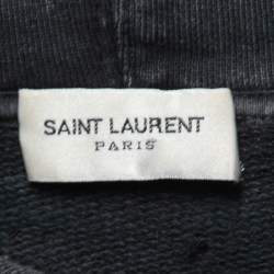 Pre Owned Saint Laurent Grey Cotton Distressed Bleached Hoodie XS