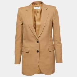 Pre Owned Saint Laurent Brown Wool Single-Breasted Tailored Blazer S