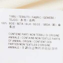 Pre Owned Saint Laurent Paris Cream Silk Shirred Detail Long Sleeve Blouse M