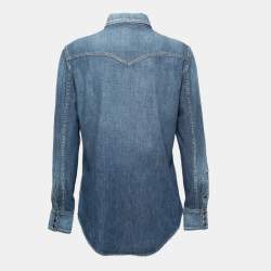 Pre Owned Saint Laurent Blue Denim Western Shirt M