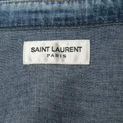 Pre Owned Saint Laurent Blue Denim Western Shirt M