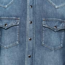 Pre Owned Saint Laurent Blue Denim Western Shirt M