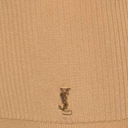 Pre Owned Saint Laurent Beige Ribbed Knit Biker Shorts XS