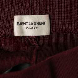 Saint Laurent Burgundy Ribbed Knit Biker Shorts S