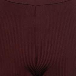 Saint Laurent Burgundy Ribbed Knit Biker Shorts S