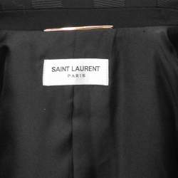 Saint Laurent Paris Black Wool Ribbon Striped Double Breasted Blazer S