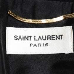 Pre Owned Saint Laurent Black Sequined Plunge Neck Top S