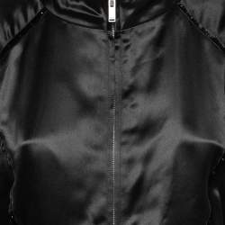 Saint Laurent Paris Black Satin Teddy 80s Bomber Jacket L 