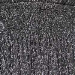 Pre Owned Saint Laurent Metallic Plunge Neck Pleated Mini Dress S