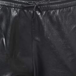 Saint Laurent Black Leather Loose Fit Trousers S