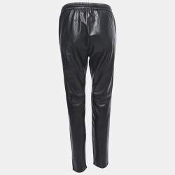 Saint Laurent Black Leather Loose Fit Trousers S