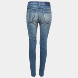 Saint Laurent Paris Blue Washed Distressed Denim Skinny Jeans M Waist 28" 