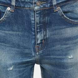 Saint Laurent Paris Blue Washed Distressed Denim Skinny Jeans M Waist 28" 