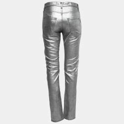 Pre Owned Saint Laurent Silver Coated Denim Straight Fit Jeans M Waist 29"