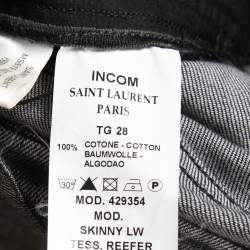 Pre Owned Saint Laurent Silver Coated Denim Straight Fit Jeans M Waist 29"