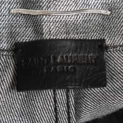 Pre Owned Saint Laurent Silver Coated Denim Straight Fit Jeans M Waist 29"