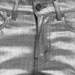 Pre Owned Saint Laurent Silver Coated Denim Straight Fit Jeans M Waist 29"