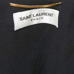 Pre Owned Saint Laurent Black Velvet One Shoulder Asymmetrical Mini Dress S