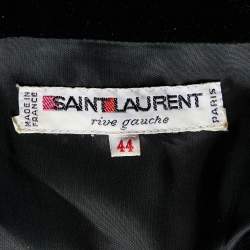 Saint Laurent Rive Gauche Black Velvet & Contrast Detail Midi Dress L