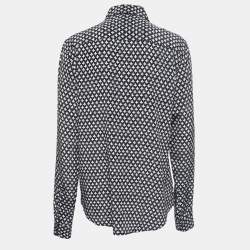 Pre Owned Saint Laurent Paris Black Printed Silk Blouse L