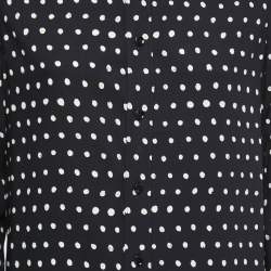 Pre Owned Saint Laurent Black Polka Dot Printed Viscose Blouse L