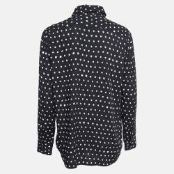 Pre Owned Saint Laurent Black Polka Dot Printed Viscose Blouse L