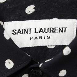 Pre Owned Saint Laurent Black Polka Dot Printed Viscose Blouse L