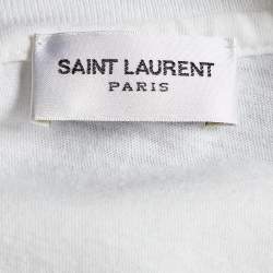 مملوكة مسبقًا Saint Laurent White Printed Cotton Knit T-Shirt M
