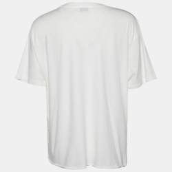 مملوكة مسبقًا Saint Laurent White Printed Cotton Knit T-Shirt M