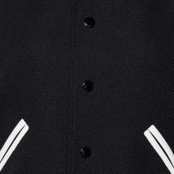 مملوكة مسبقًا Saint Laurent Black Wool Contrast Leather Detail Teddy Jacket M