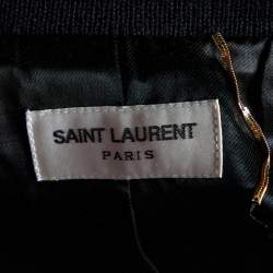 مملوكة مسبقًا Saint Laurent Black Wool Contrast Leather Detail Teddy Jacket M