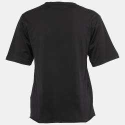 Saint Laurent Paris Black Logo Printed Cotton Crew Neck Half Sleeve T-Shirt S