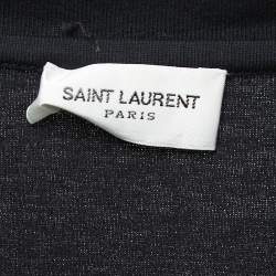 Pre Owned Saint Laurent Paris Black Cotton Logo Print T-Shirt S