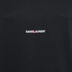 Pre Owned Saint Laurent Paris Black Cotton Logo Print T-Shirt S